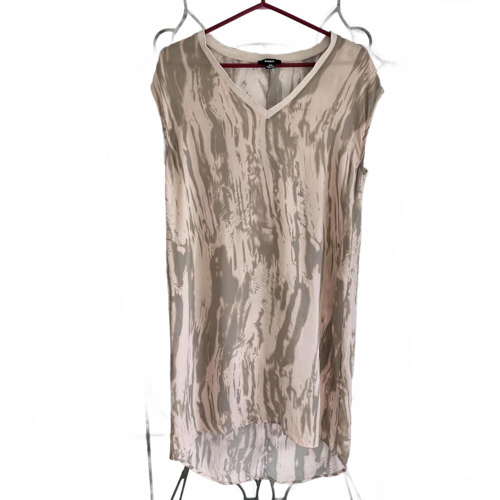 RUDSAK Short Sleeves V-Neck Marbled Mixed Pink & Gray Chiffon Sheer Dress Size M
